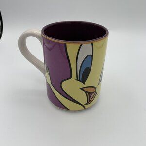 Looney Tunes Tweety Mug Large Face 1998 Warner Bros Purple Background Gibson